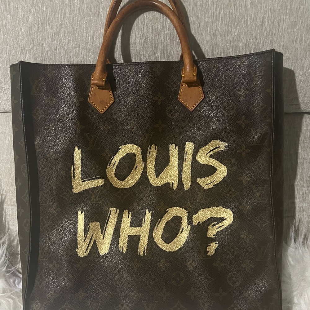 Louis Who?  Louis Vuitton Sac Plat with custom paint work.